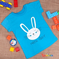 Nice Day Rabbit 6-7 Year Blue T Shirt